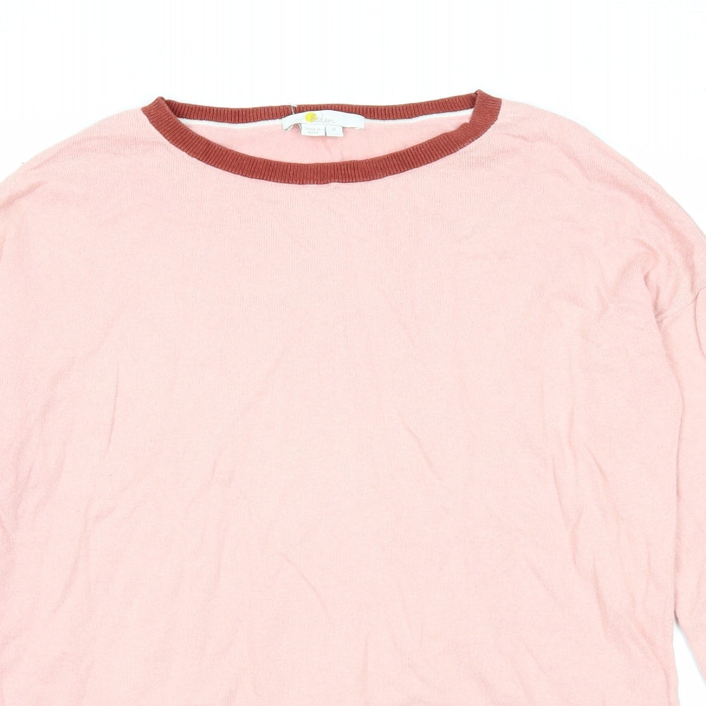 Boden Womens Pink Round Neck Cotton Pullover Jumper Size M