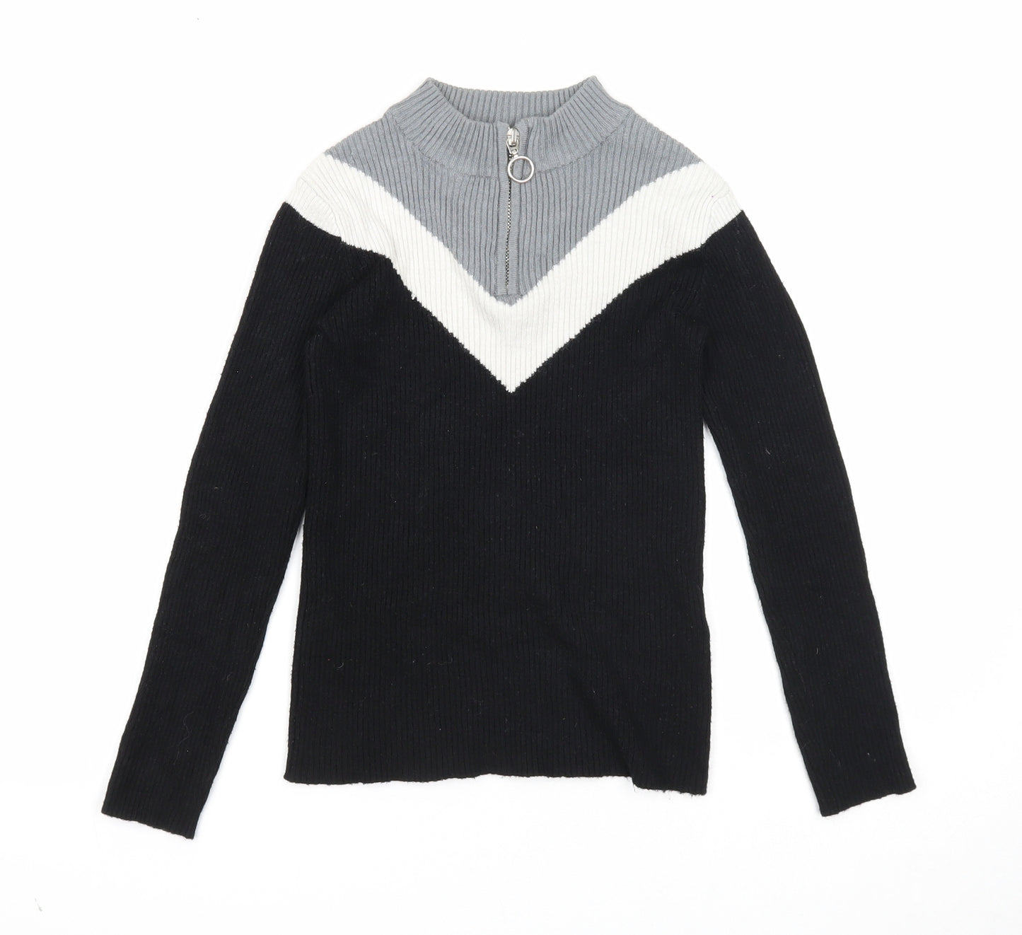 Primark Girls Black Halter Viscose Pullover Jumper Size 9-10 Years Zip