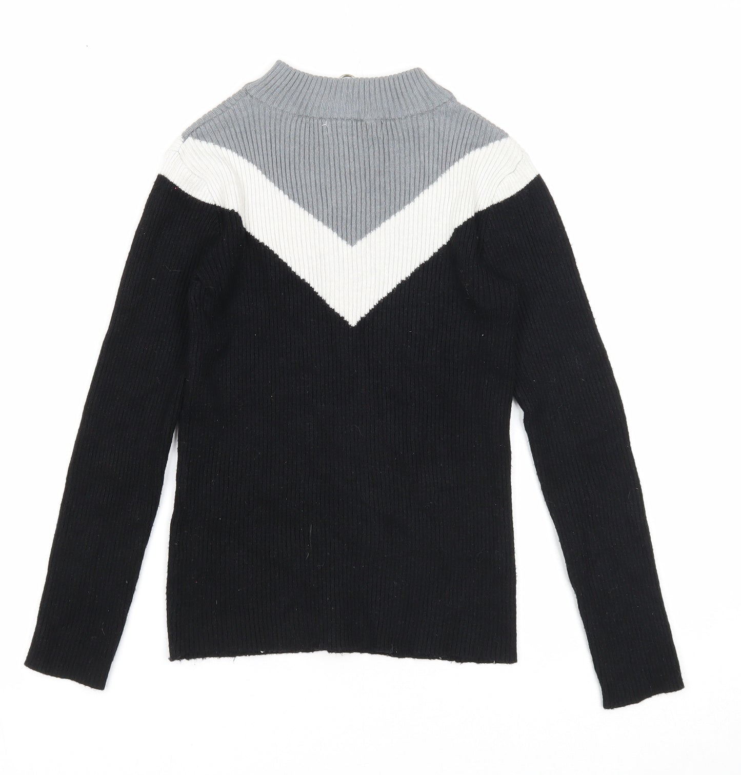 Primark Girls Black Halter Viscose Pullover Jumper Size 9-10 Years Zip