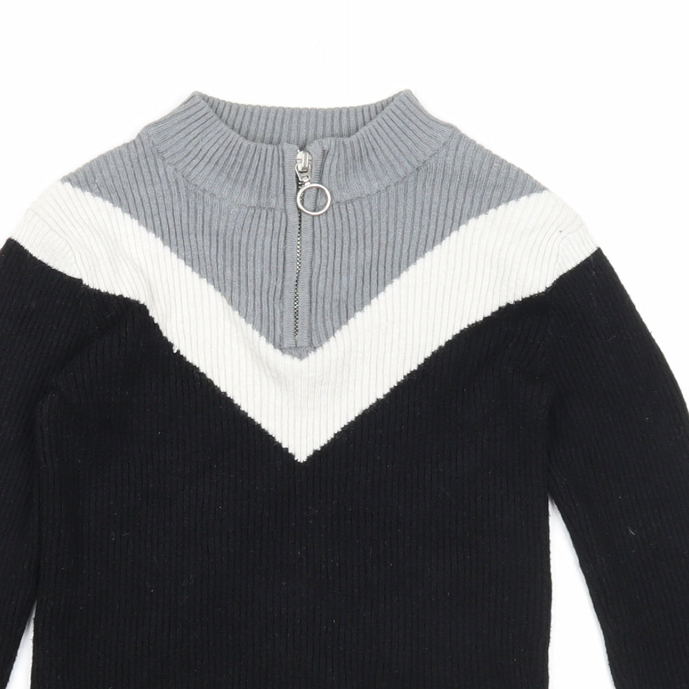 Primark Girls Black Halter Viscose Pullover Jumper Size 9-10 Years Zip