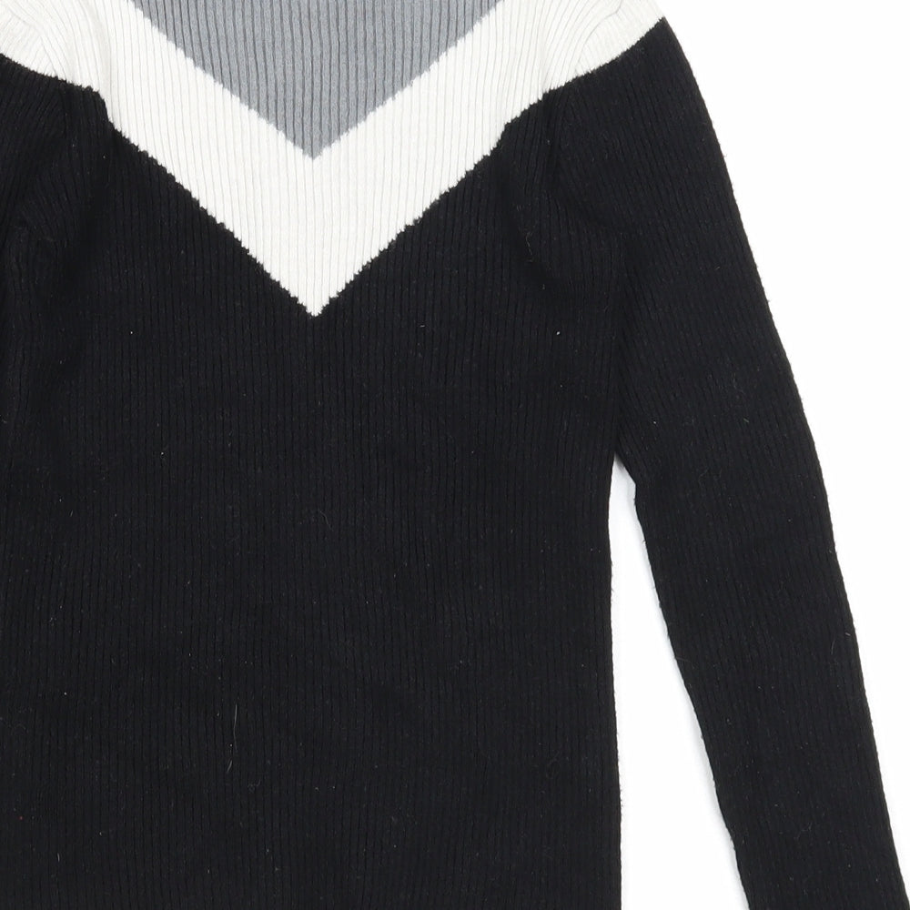 Primark Girls Black Halter Viscose Pullover Jumper Size 9-10 Years Zip