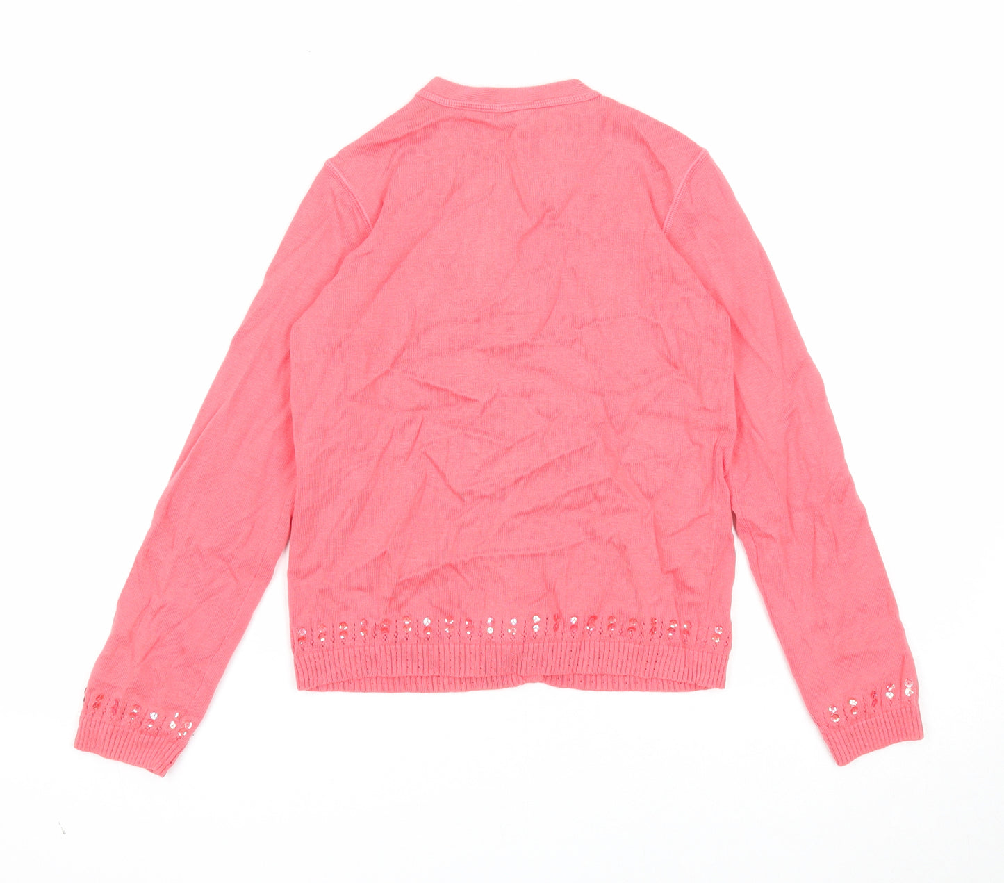 Gap Girls Pink V-Neck Cotton Cardigan Jumper Size 10 Years Button