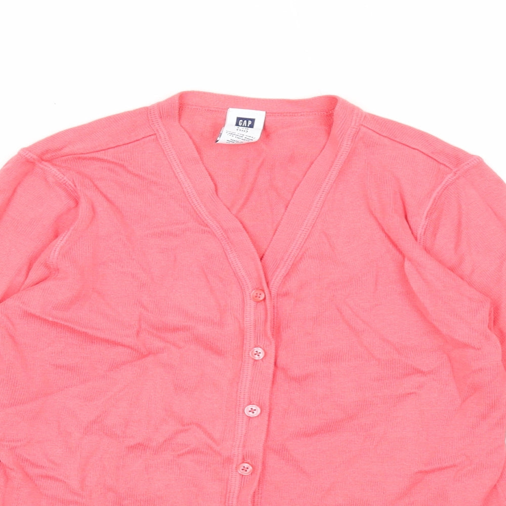 Gap Girls Pink V-Neck Cotton Cardigan Jumper Size 10 Years Button