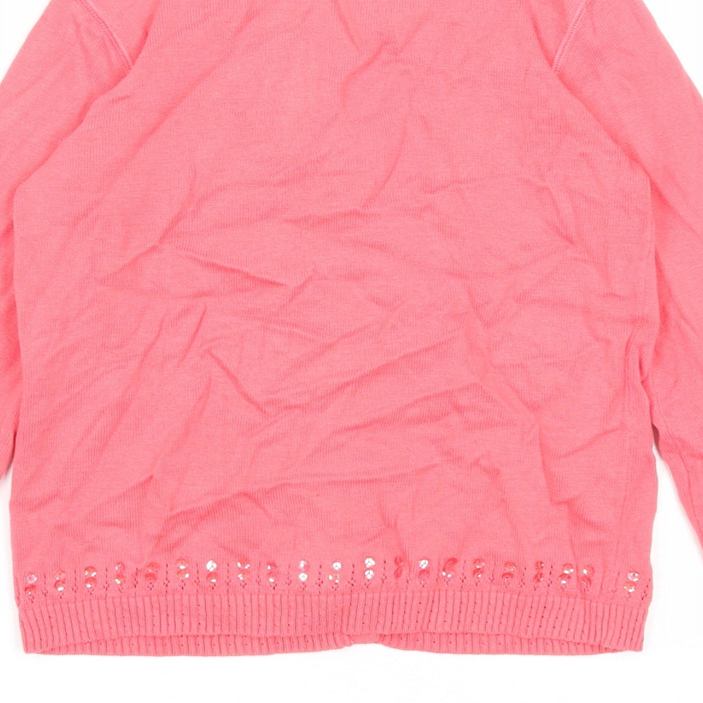 Gap Girls Pink V-Neck Cotton Cardigan Jumper Size 10 Years Button