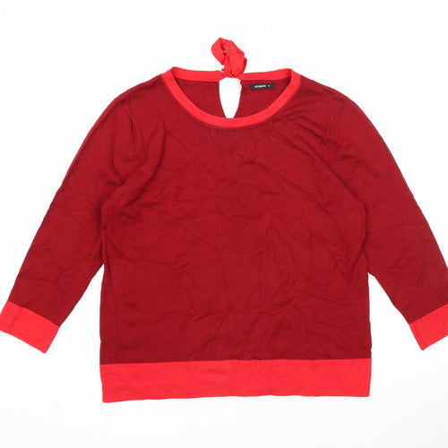 Roman Womens Red Round Neck Viscose Pullover Jumper Size 14