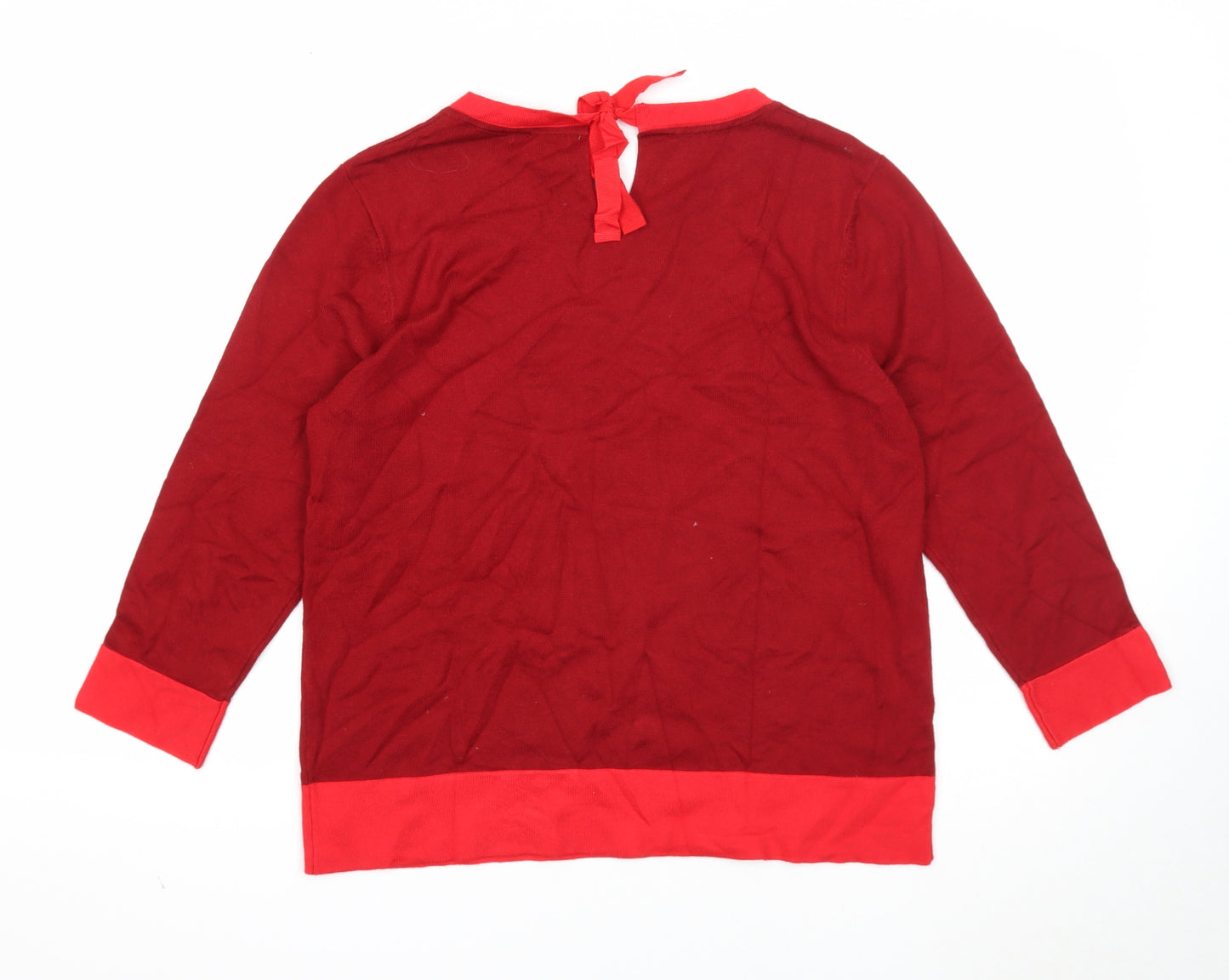 Roman Womens Red Round Neck Viscose Pullover Jumper Size 14