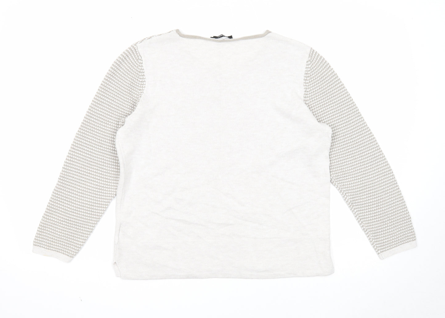 Olsen Womens Grey Round Neck Cotton Pullover Jumper Size 10 - Butterfly Detail