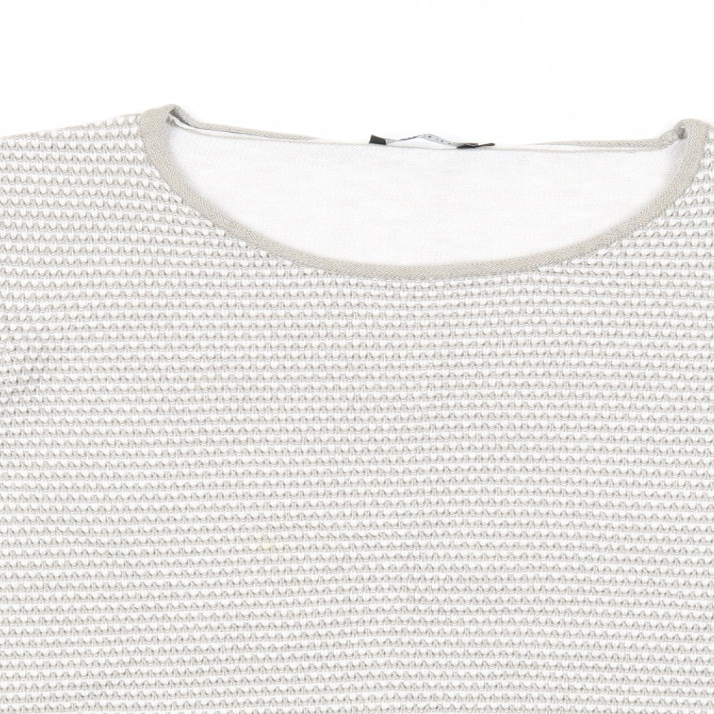 Olsen Womens Grey Round Neck Cotton Pullover Jumper Size 10 - Butterfly Detail