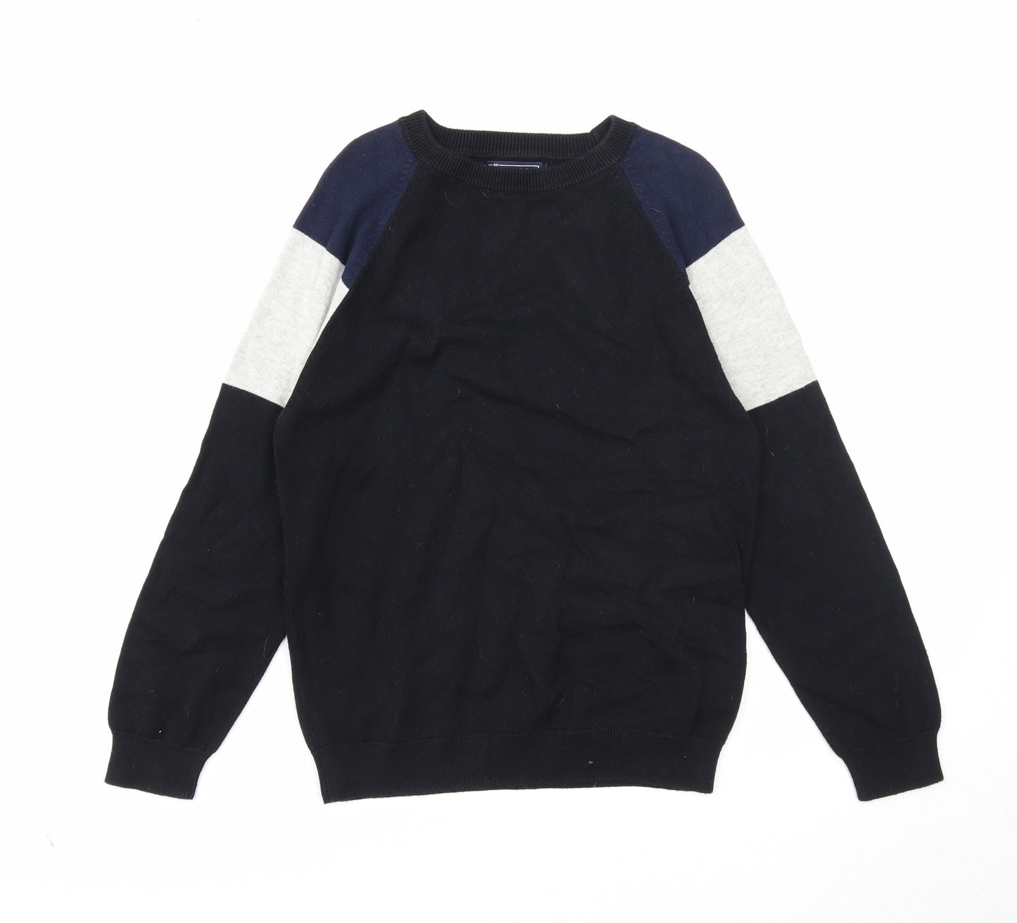 NEXT Boys Black Round Neck Cotton Pullover Jumper Size 9 Years Pullover