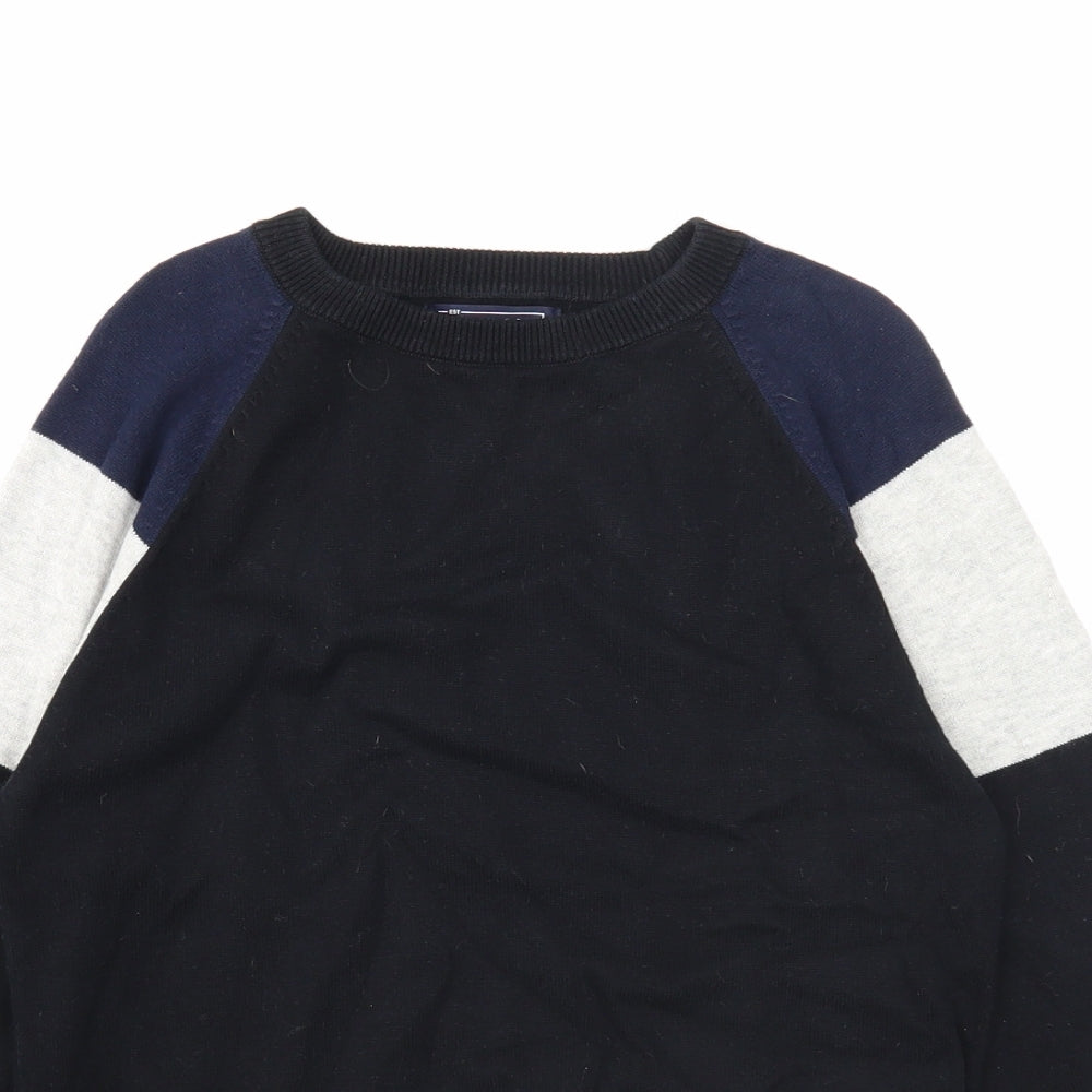 NEXT Boys Black Round Neck Cotton Pullover Jumper Size 9 Years Pullover