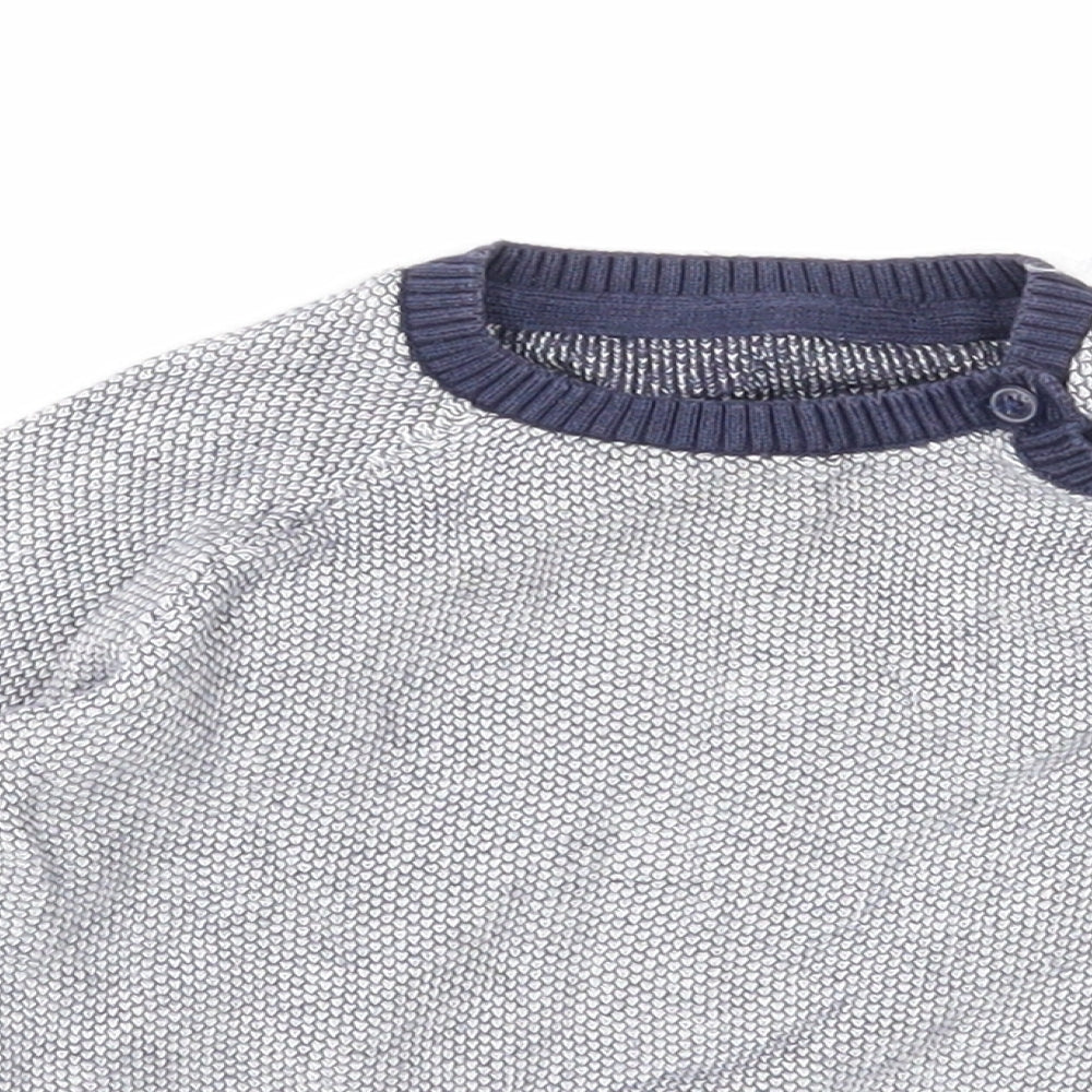 NEXT Boys Blue Cotton Pullover Jumper Size 12-18 Months Button