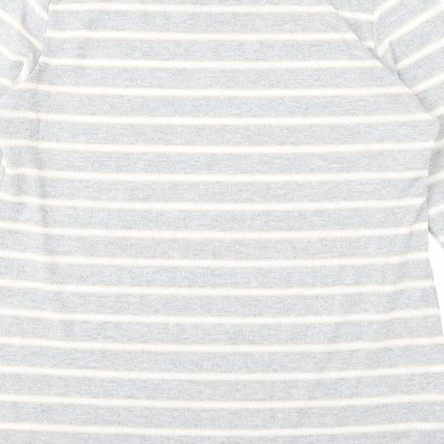 Love Leisure Womens Grey V-Neck Striped Polyester Pullover Jumper Size 14