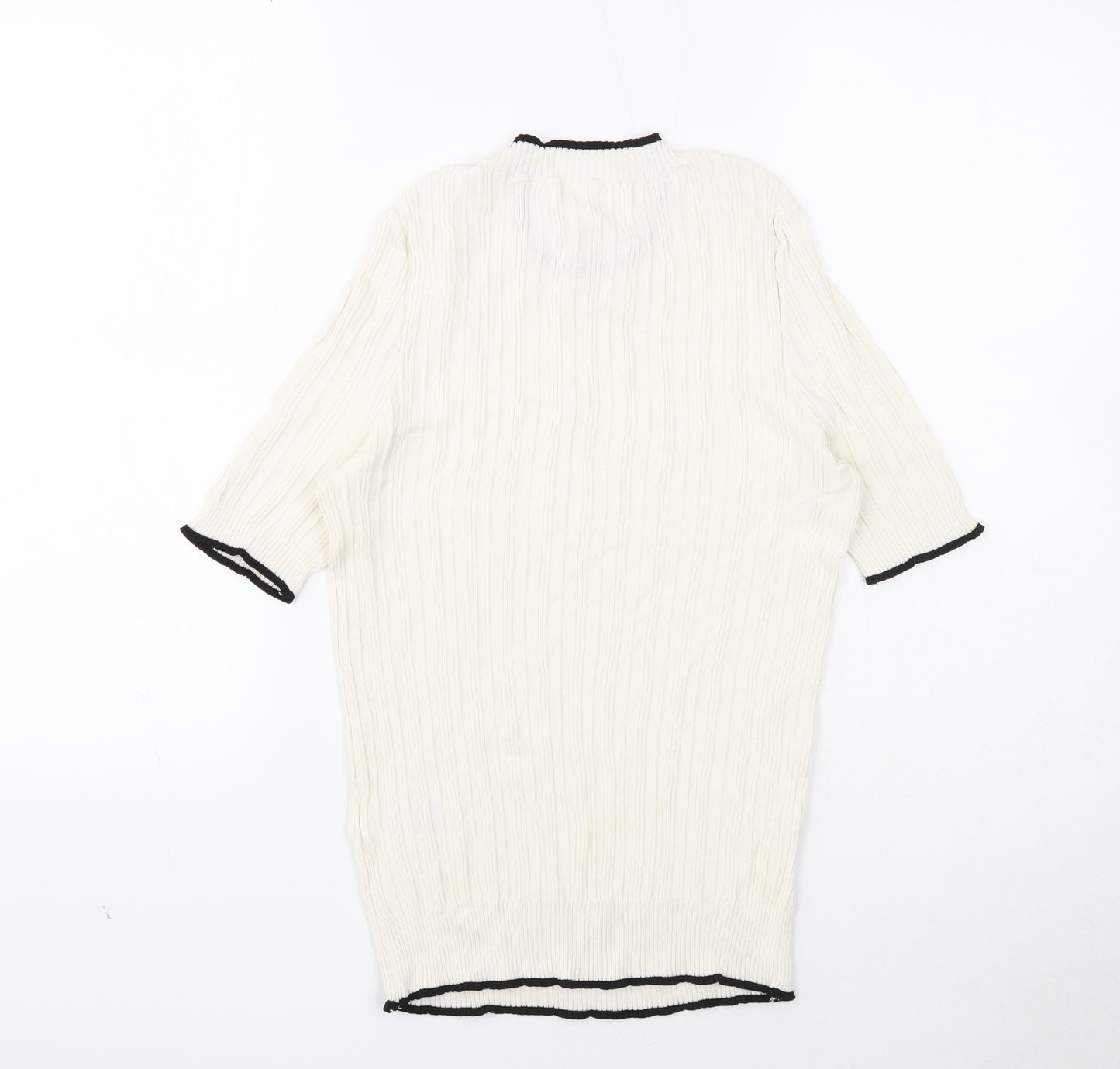 H&M Womens White Round Neck Viscose Pullover Jumper Size M