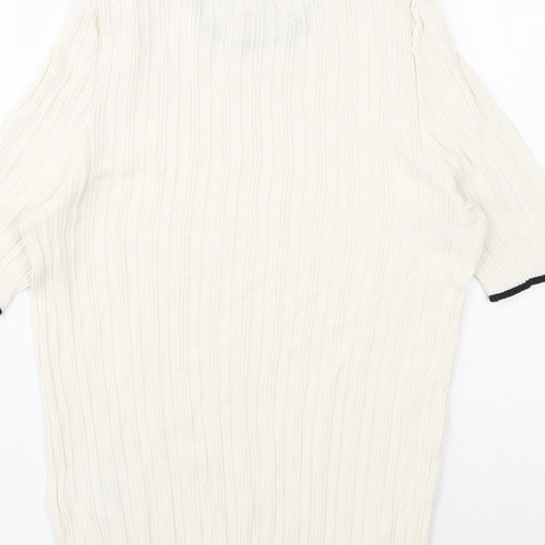 H&M Womens White Round Neck Viscose Pullover Jumper Size M