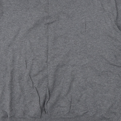 H&M Womens Grey V-Neck Cotton Pullover Jumper Size L