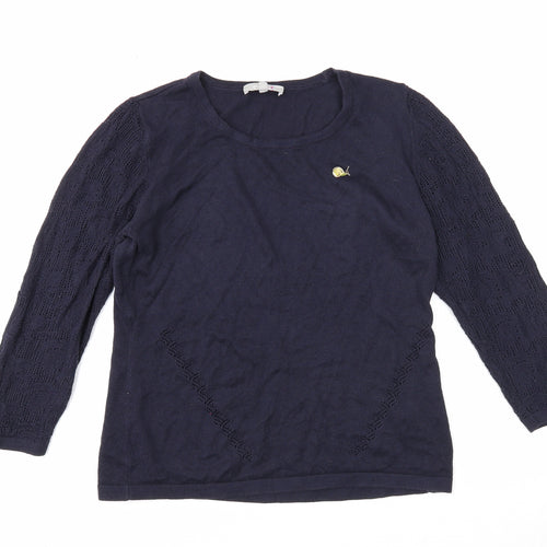 Per Una Womens Blue Round Neck Acrylic Pullover Jumper Size 10