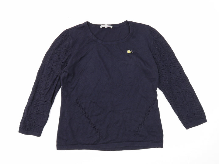 Per Una Womens Blue Round Neck Acrylic Pullover Jumper Size 10