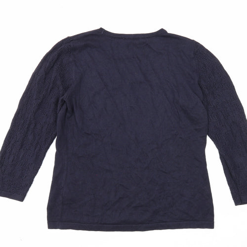 Per Una Womens Blue Round Neck Acrylic Pullover Jumper Size 10