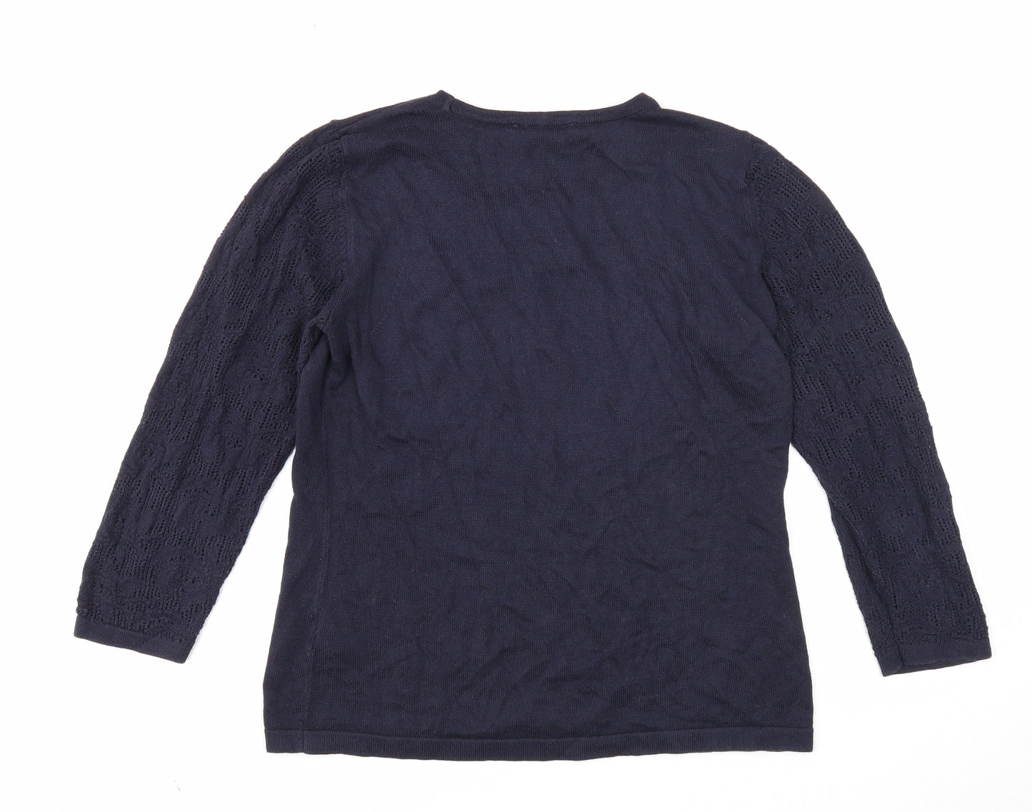 Per Una Womens Blue Round Neck Acrylic Pullover Jumper Size 10