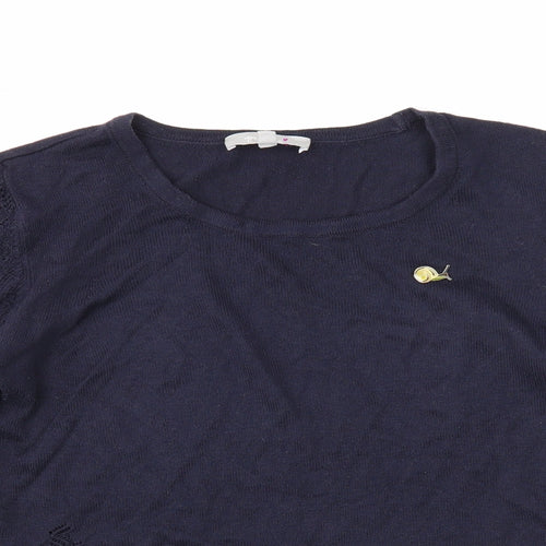 Per Una Womens Blue Round Neck Acrylic Pullover Jumper Size 10