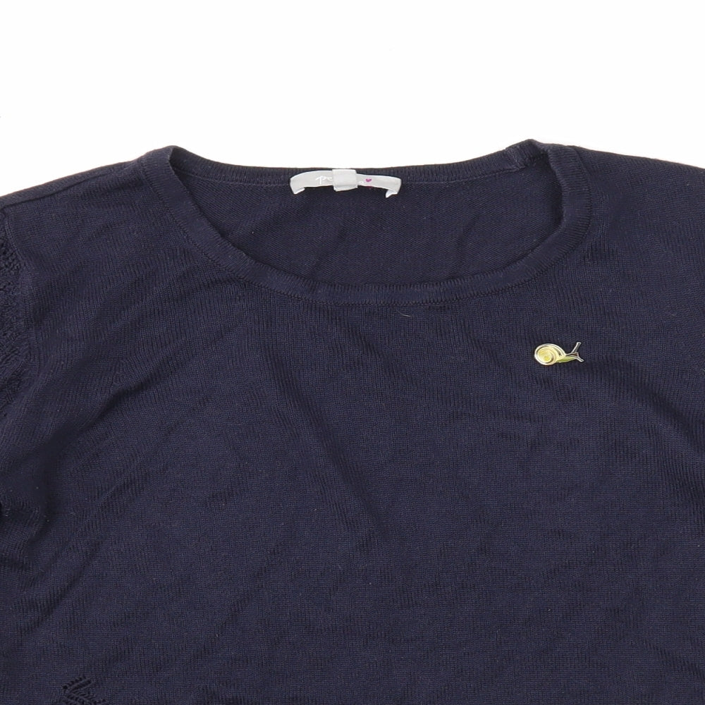 Per Una Womens Blue Round Neck Acrylic Pullover Jumper Size 10