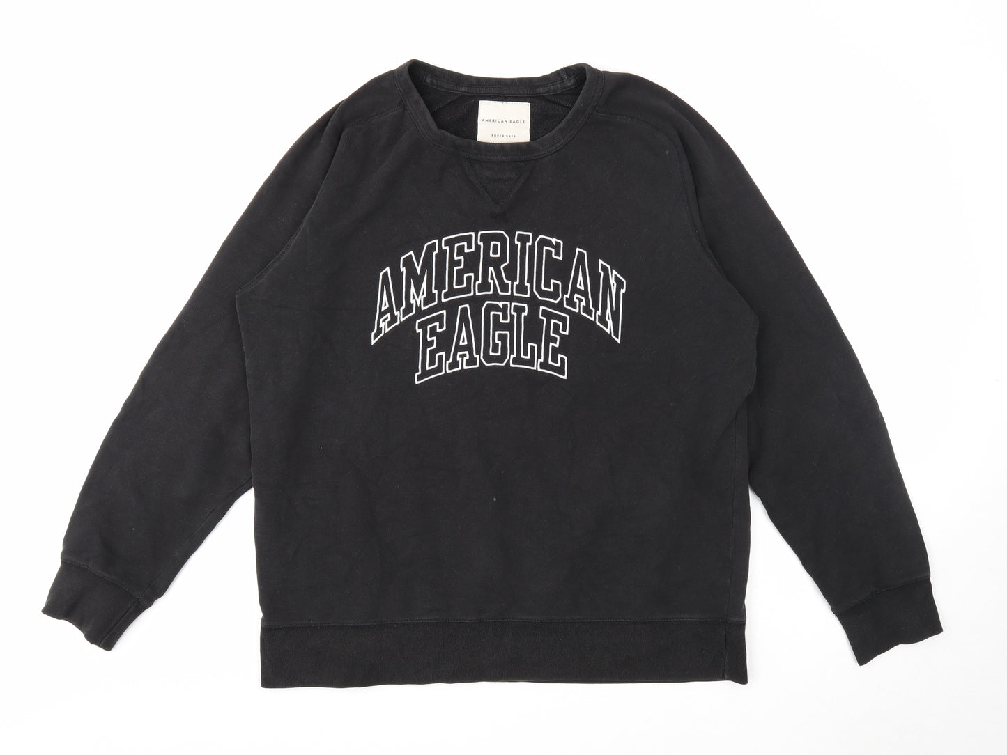 American Eagle Mens Black Cotton Pullover Sweatshirt Size L