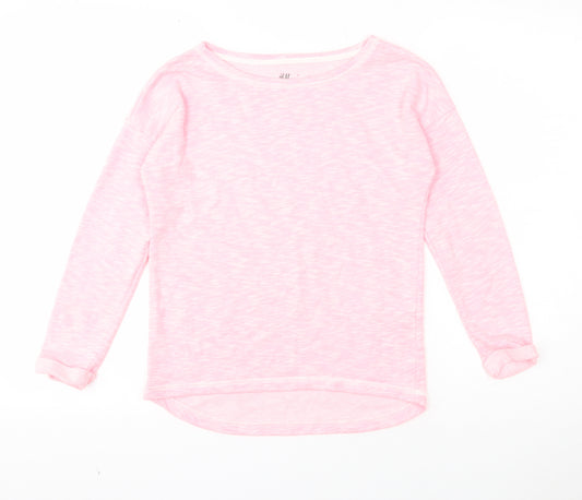 H&M Girls Pink Round Neck Cotton Pullover Jumper Size 11-12 Years Pullover