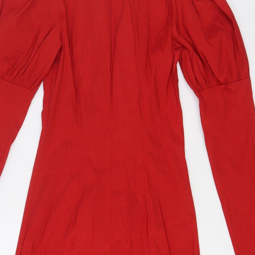 PRETTYLITTLETHING Womens Red Polyester Jacket Dress Size 8 V-Neck