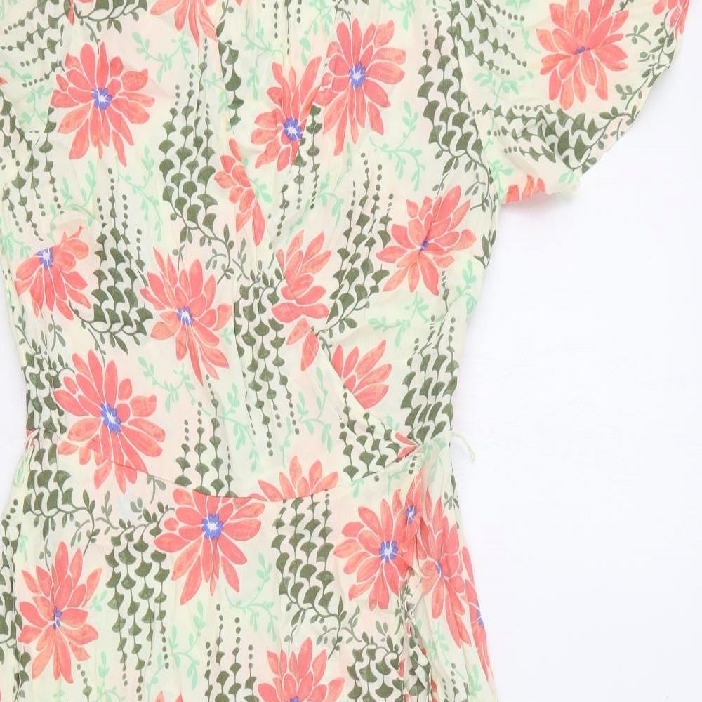 Per Una Womens Beige Floral Polyester Fit & Flare Size 8 V-Neck