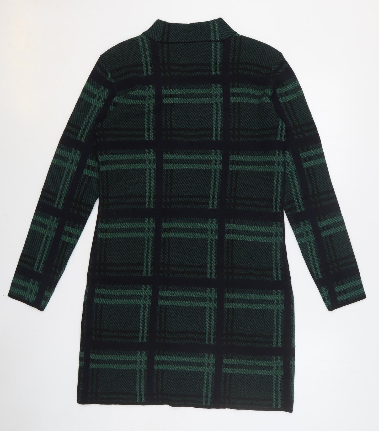 Warehouse Womens Grey Plaid Polyester A-Line Size 10 Mock Neck