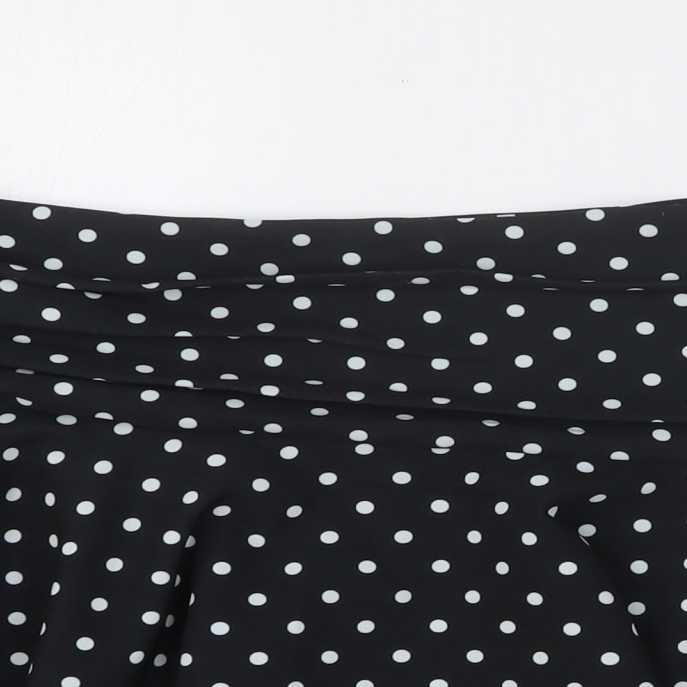 Zara Womens Black Polka Dot Polyester Skater Skirt Size L