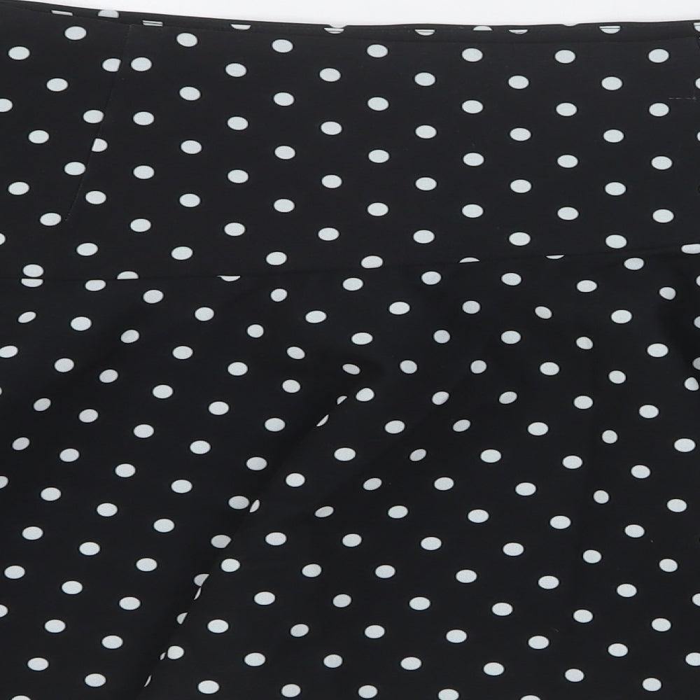 Zara Womens Black Polka Dot Polyester Skater Skirt Size L