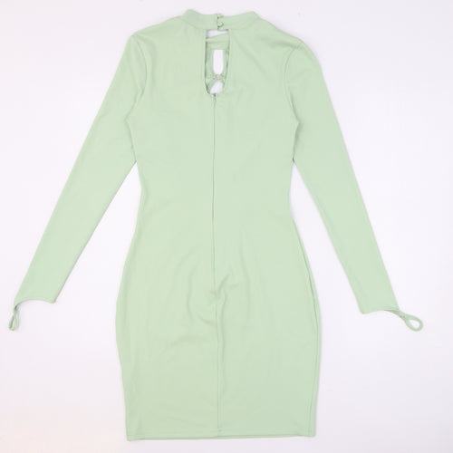Saint Genies Womens Green Polyester Pencil Dress Size 10 Round Neck - Cut Out