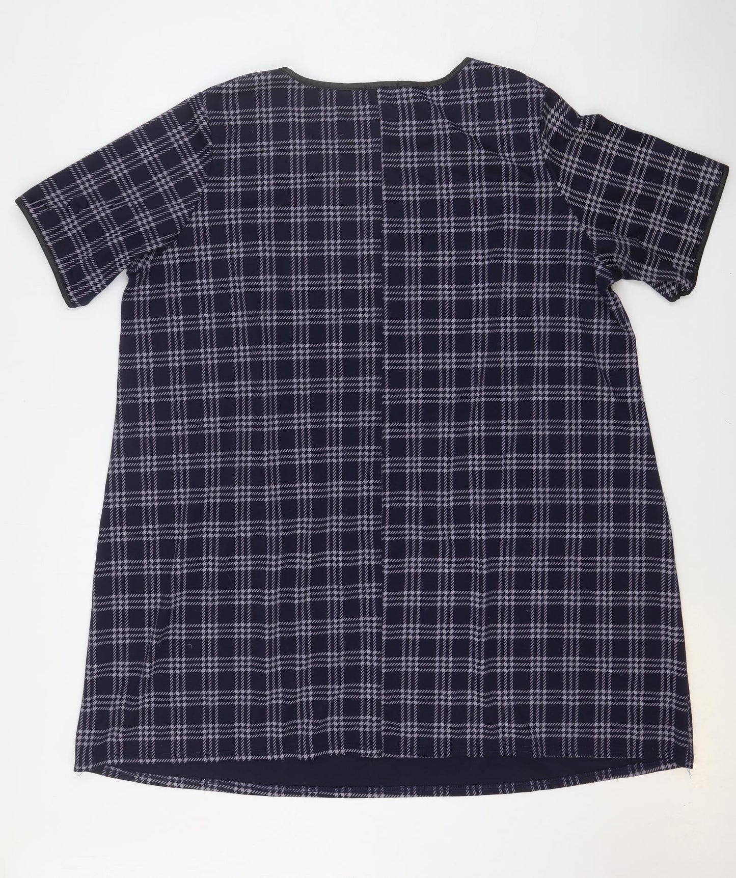 Limited Collection Womens Blue Check Polyester A-Line Size 22 Round Neck Pullover - Size 22-24