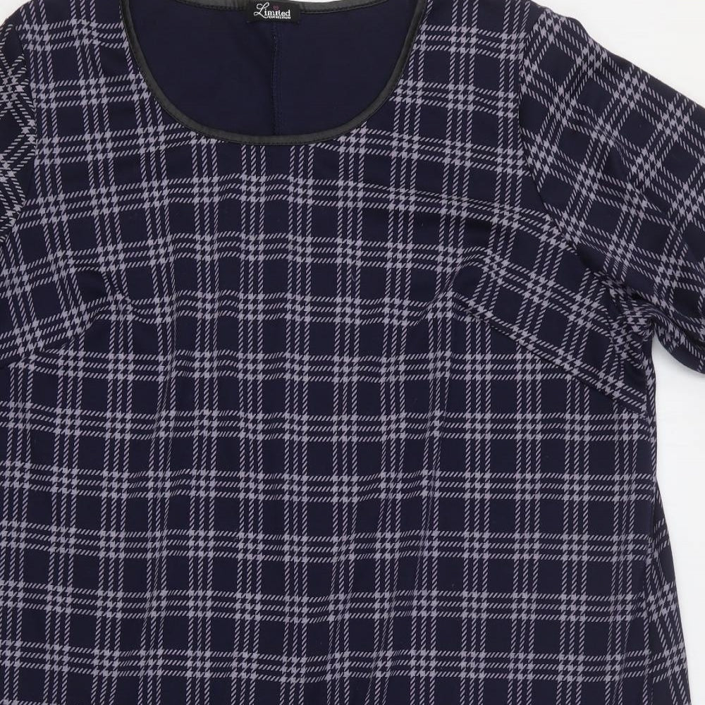Limited Collection Womens Blue Check Polyester A-Line Size 22 Round Neck Pullover - Size 22-24