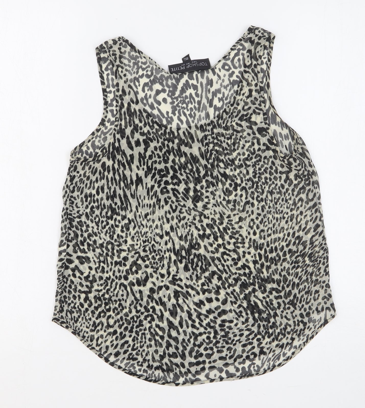 Topshop Womens Multicoloured Animal Print Polyester Basic Tank Size 4 Scoop Neck - Leopard Print