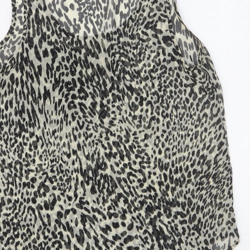 Topshop Womens Multicoloured Animal Print Polyester Basic Tank Size 4 Scoop Neck - Leopard Print
