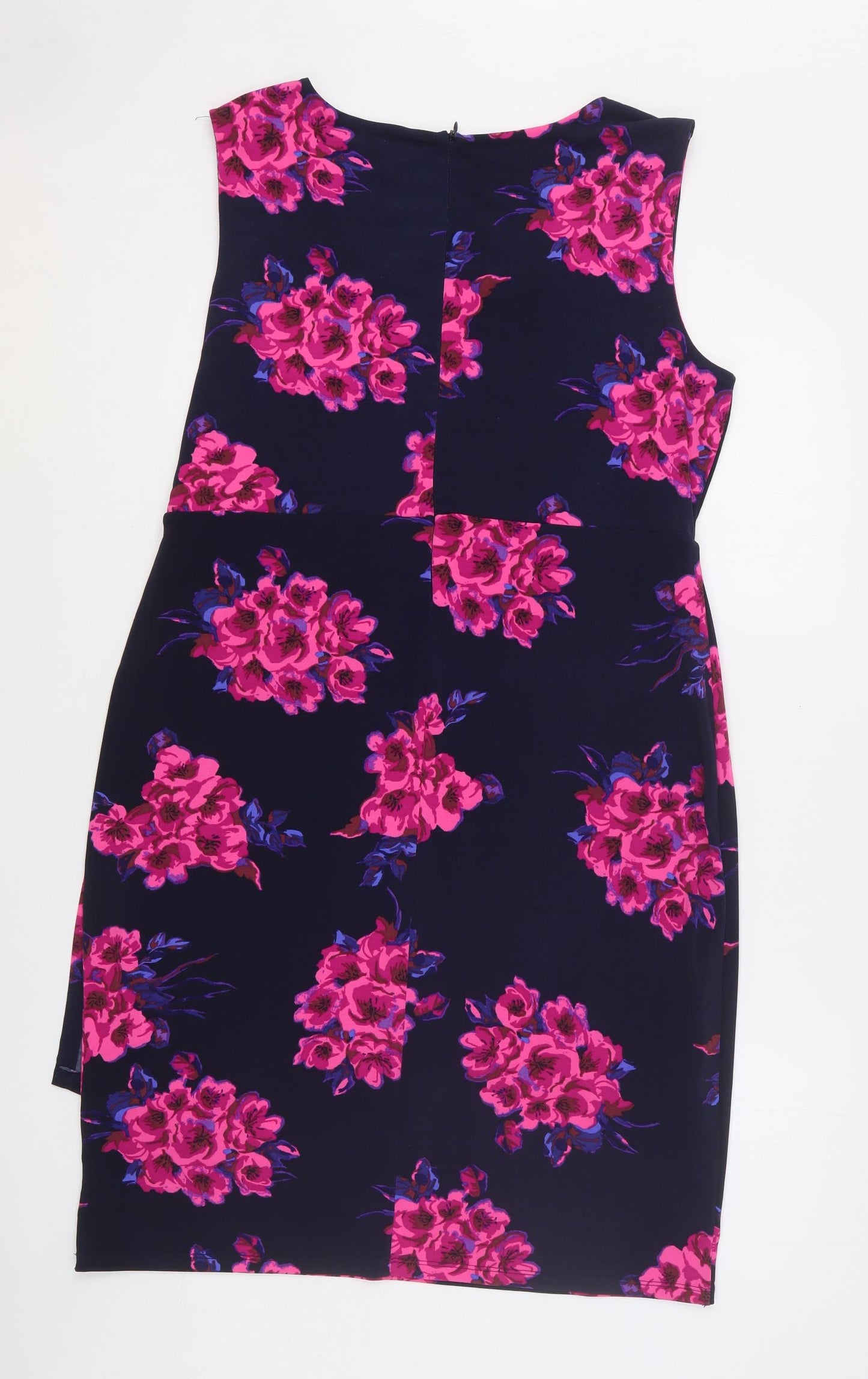 Monsoon Womens Black Floral Polyester A-Line Size 18 Round Neck