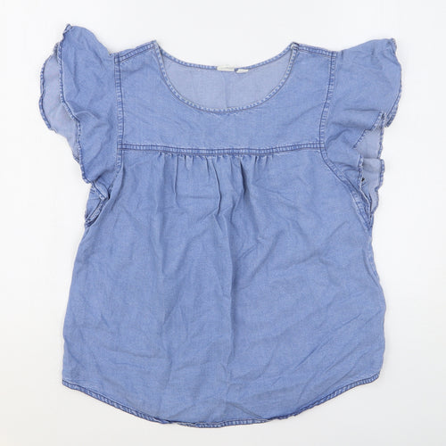 Gap Womens Blue Lyocell Basic Blouse Size S Round Neck