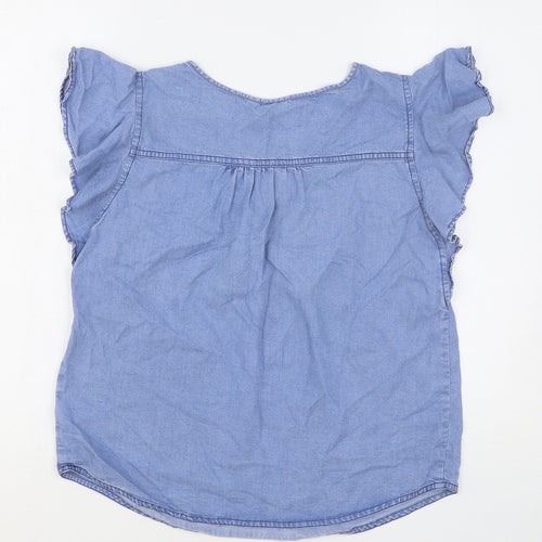 Gap Womens Blue Lyocell Basic Blouse Size S Round Neck