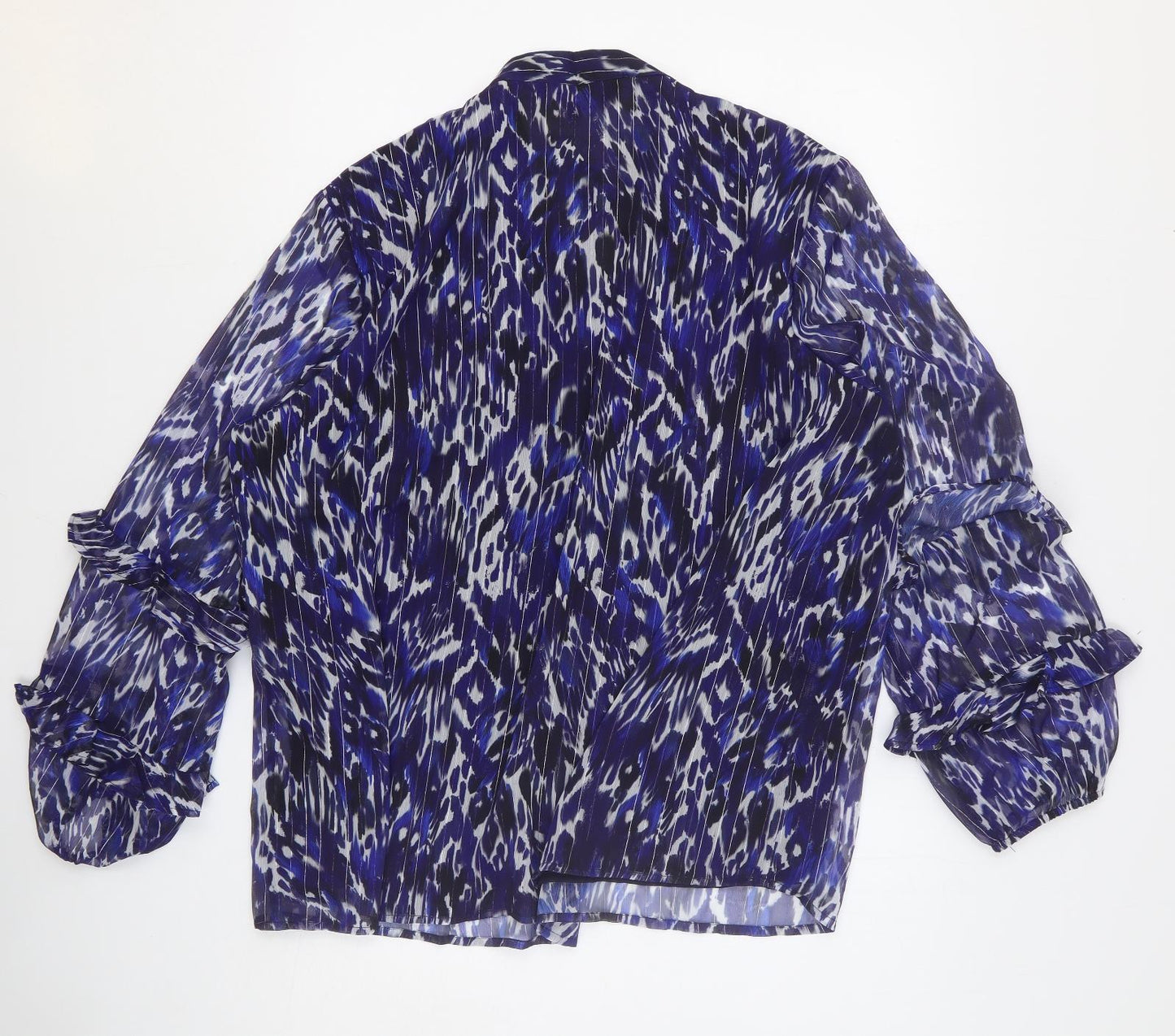 Sosandar Womens Blue Geometric Polyester Basic Blouse Size 20 V-Neck