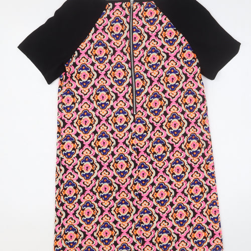 Ribbon Womens Multicoloured Geometric Polyester Shift Size 10 Round Neck
