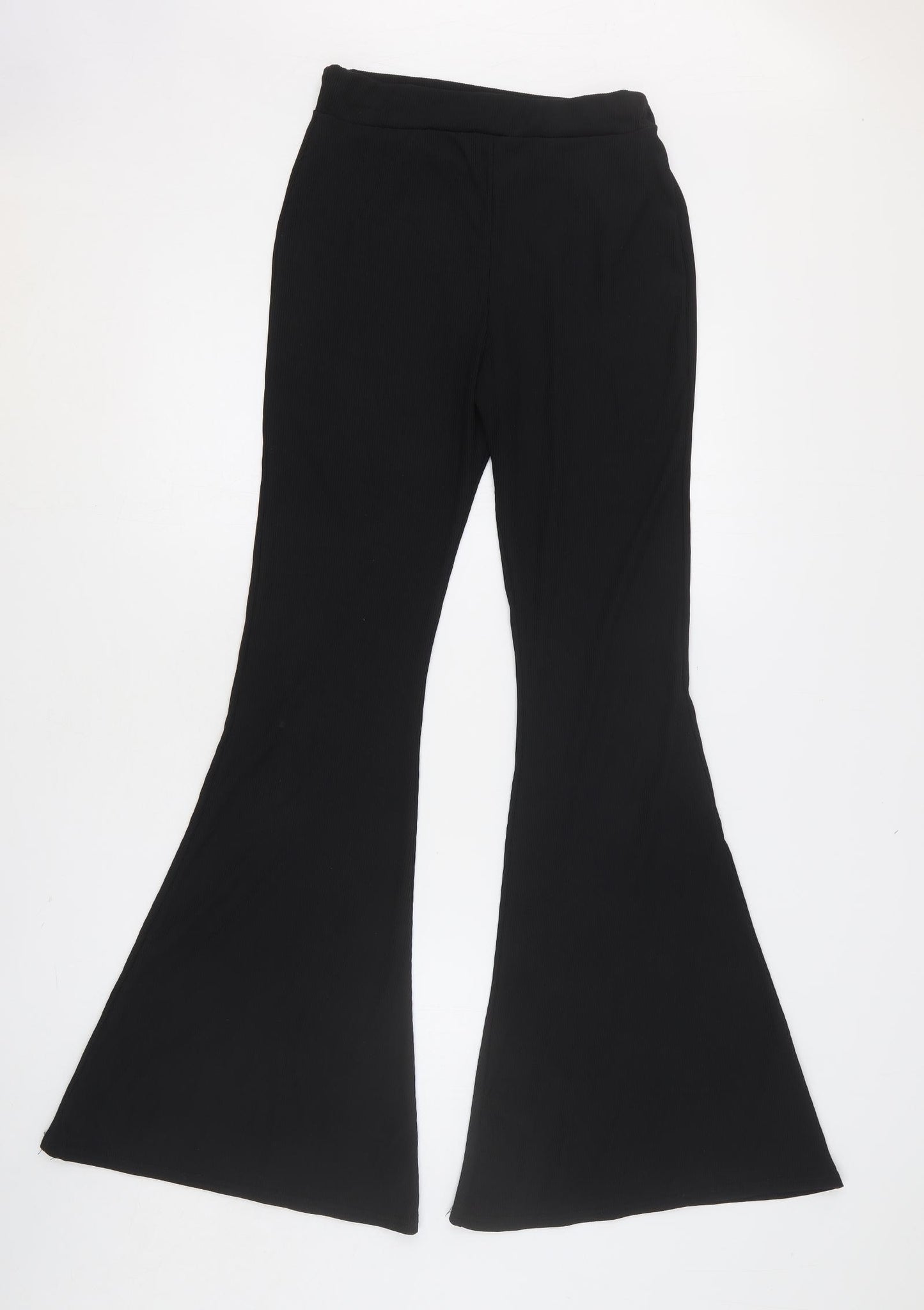 Preworn Womens Black Polyester Trousers Size 10 Regular