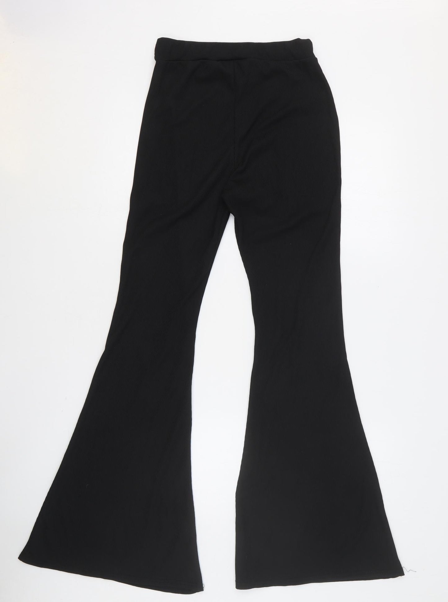 Preworn Womens Black Polyester Trousers Size 10 Regular