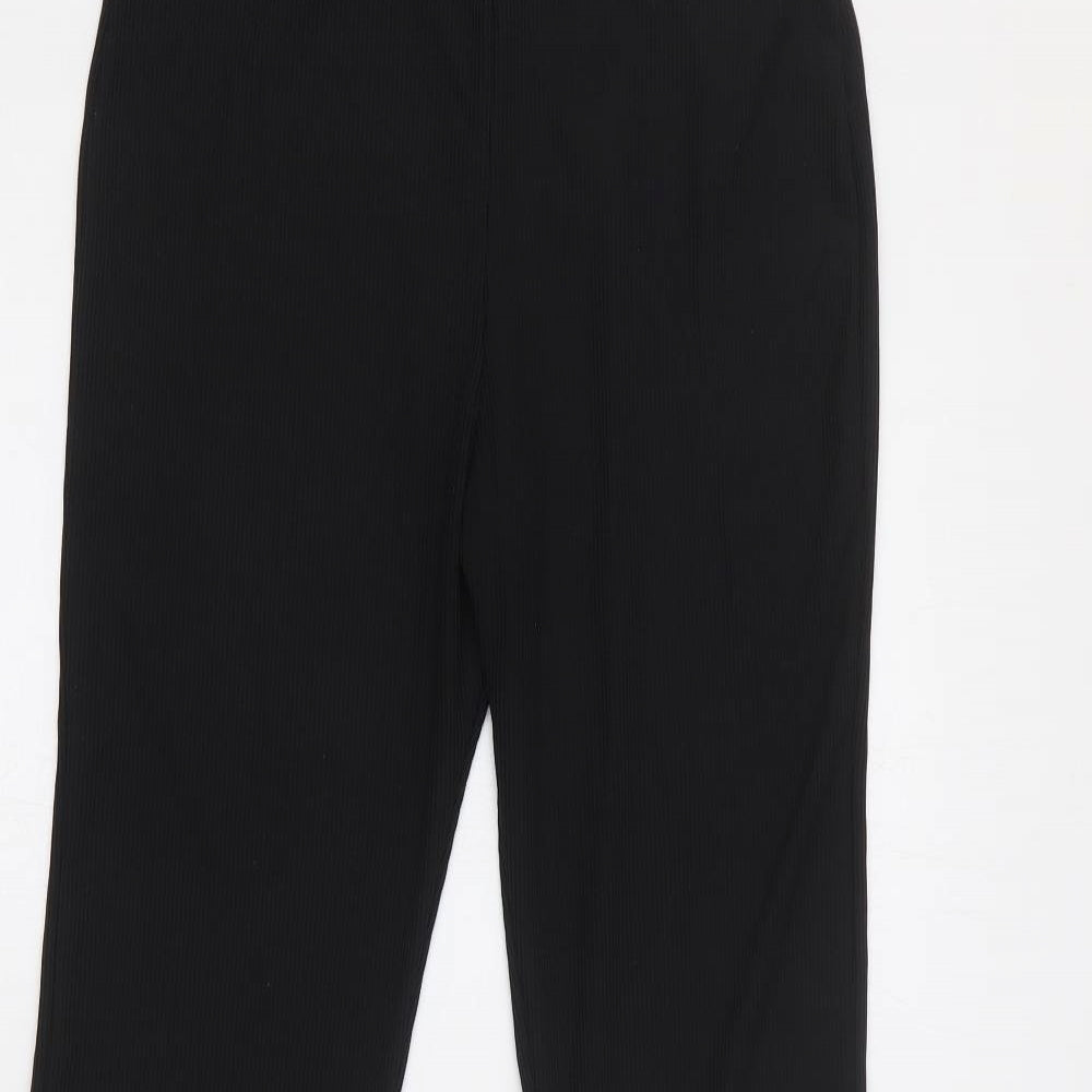 Preworn Womens Black Polyester Trousers Size 10 Regular