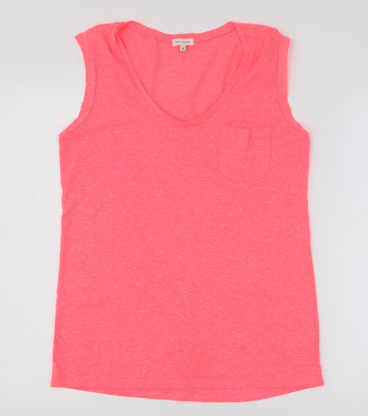 River Island Womens Pink Polyester Basic Tank Size 8 V-Neck