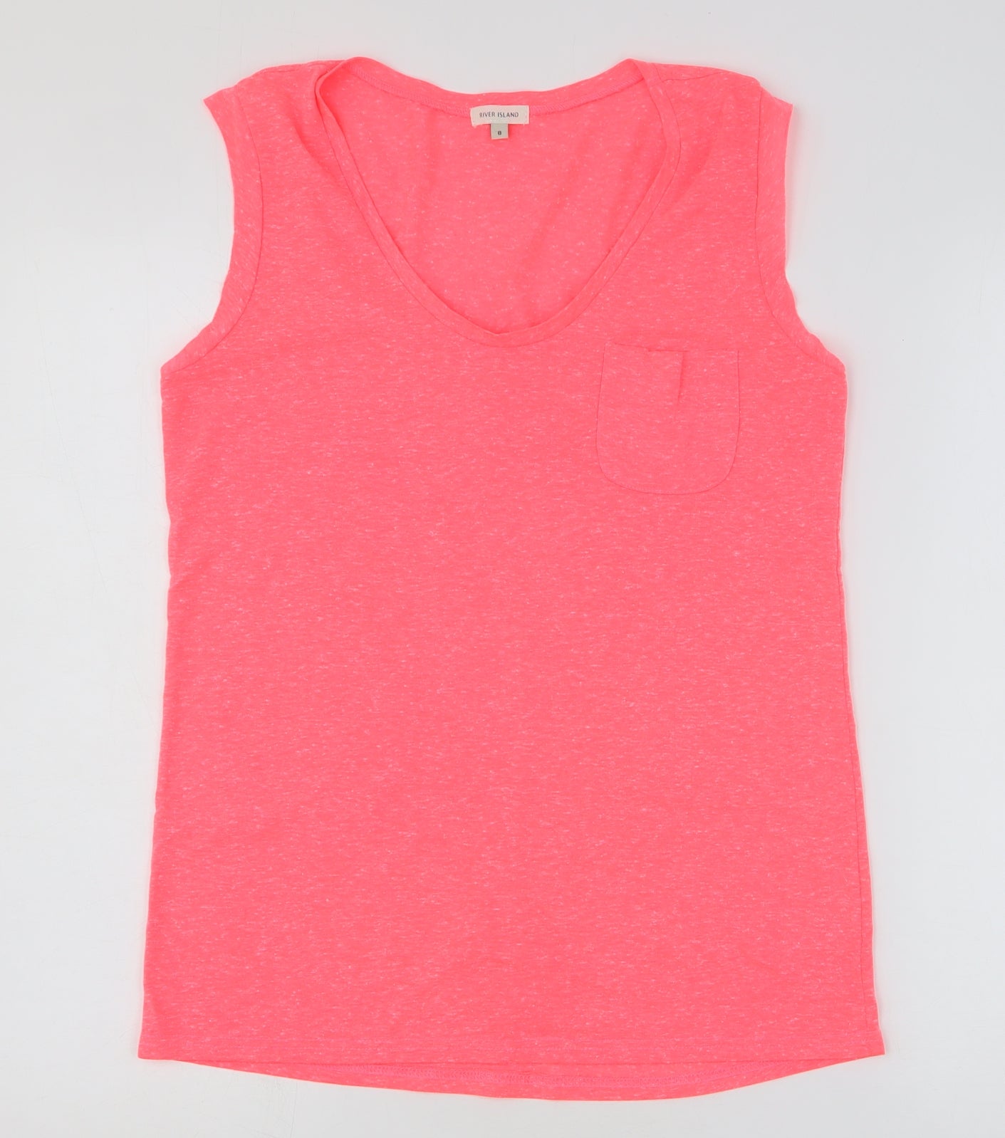 River Island Womens Pink Polyester Basic Tank Size 8 V-Neck
