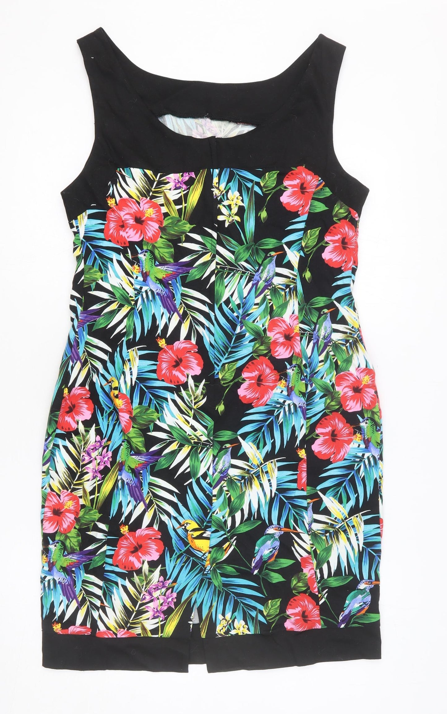 Apricot Womens Multicoloured Floral Cotton Pencil Dress Size L Boat Neck Pullover