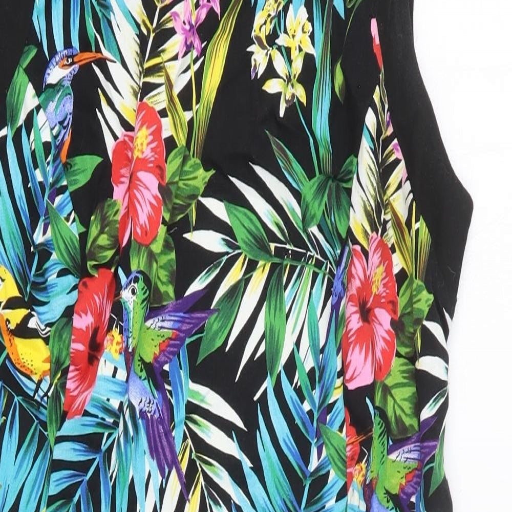 Apricot Womens Multicoloured Floral Cotton Pencil Dress Size L Boat Neck Pullover