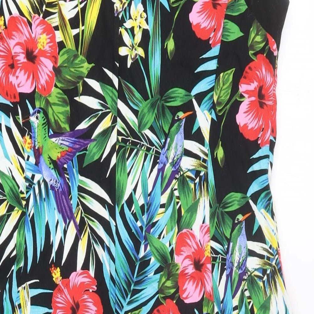 Apricot Womens Multicoloured Floral Cotton Pencil Dress Size L Boat Neck Pullover